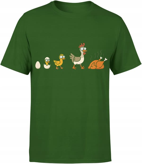 ROLIG HERR-T-SHIRT MED TRYCK EVOLUTION OF CHICKEN ROLIG M