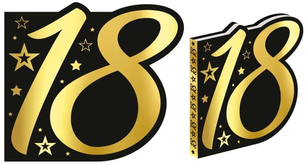 Sortguld gæstebog med nummer 18-års fødselsdag