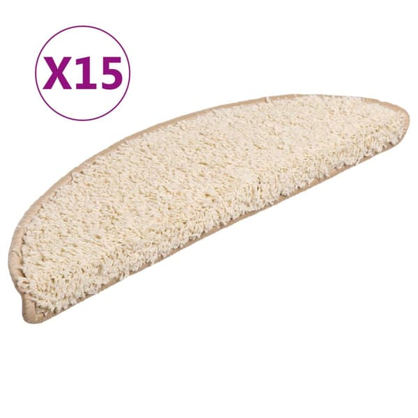 vidaXL trappemåtter 15 stk. 56x17x3 cm cremefarvede halvrunde
