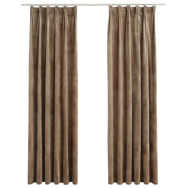 vidaXL Gardiner med krokar, 2 st, sammet, beige, 140x225 cm