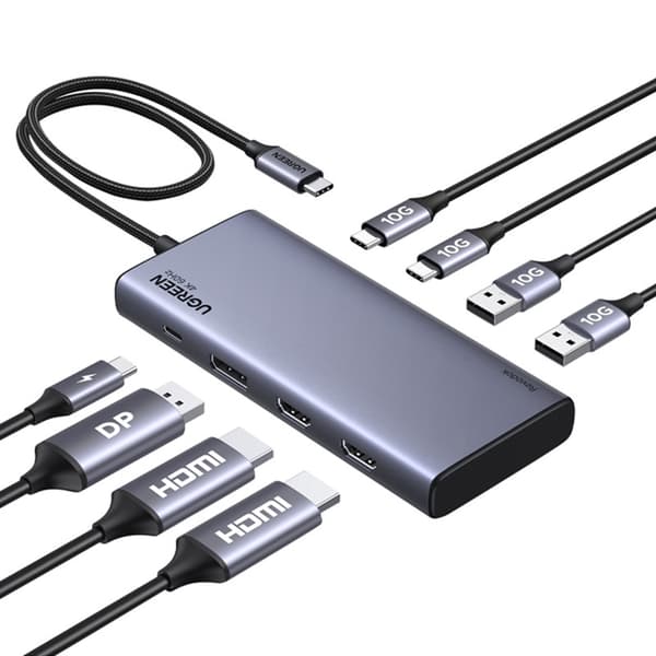 USB-C-hub Ugreen CM639, 2x HDMI, DP, 2x USB, 2x USB-C 3.2 10Gbps, PD, 4K 60Hz