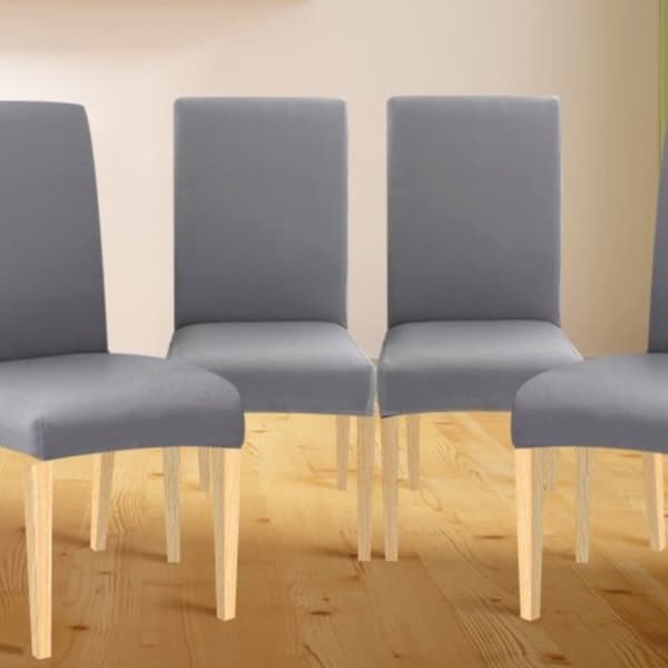Stolbetræk sæt 6 stk universelt elastisk lys grå MORE&DECO