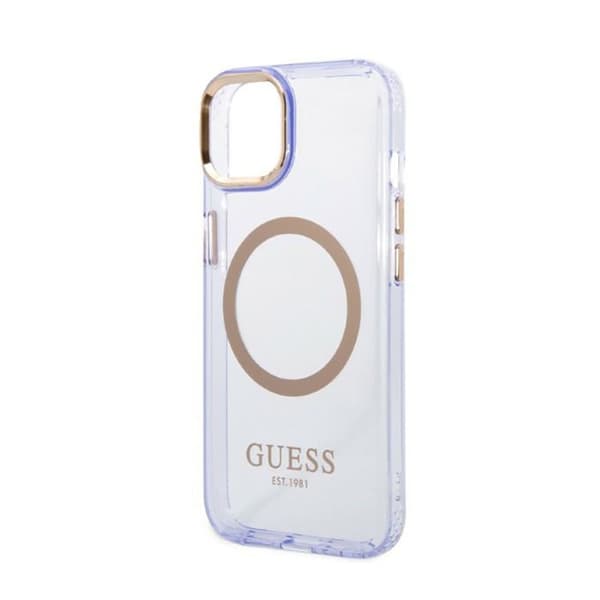 Guess Gold Outline Translucent MagSafe - iPhone 14 cover (lilla)