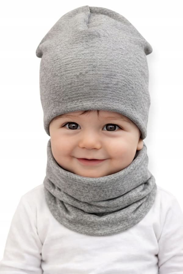 Set MÖSSA + HALSDUK 56-68 babyset 34/38 VÅRMELAGE GRAFIT