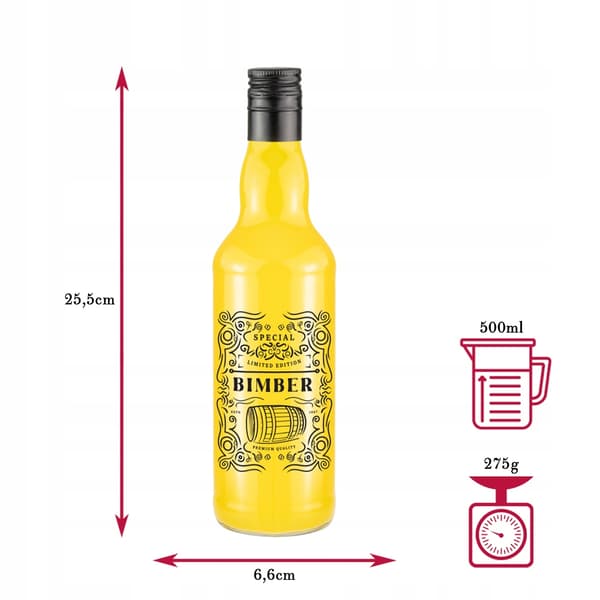 50X MONOPOL-FLASKOR MED TRYCK 0,5L + LÅNG KORK