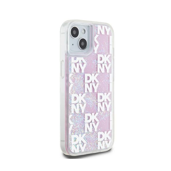 DKNY Liquid Glitter Multilogo - iPhone 15 / 14 / 13 cover (lyserød)