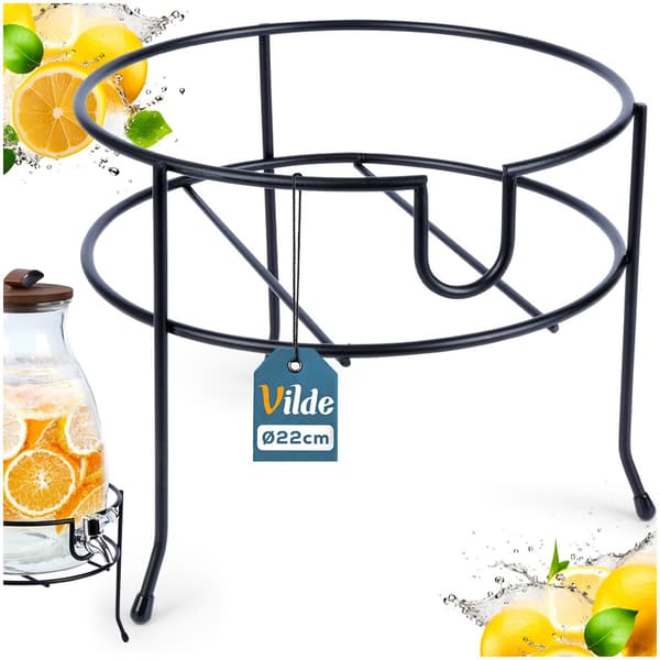 Sort metalstativ til krukke med hane 23 cm