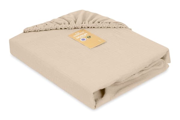 MUSLIN Fitted Sheet 70x140x10 I Ecru Box