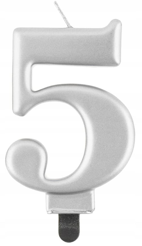 Numero 5 valo, metallinhopeinen, 8 cm, 1 kpl