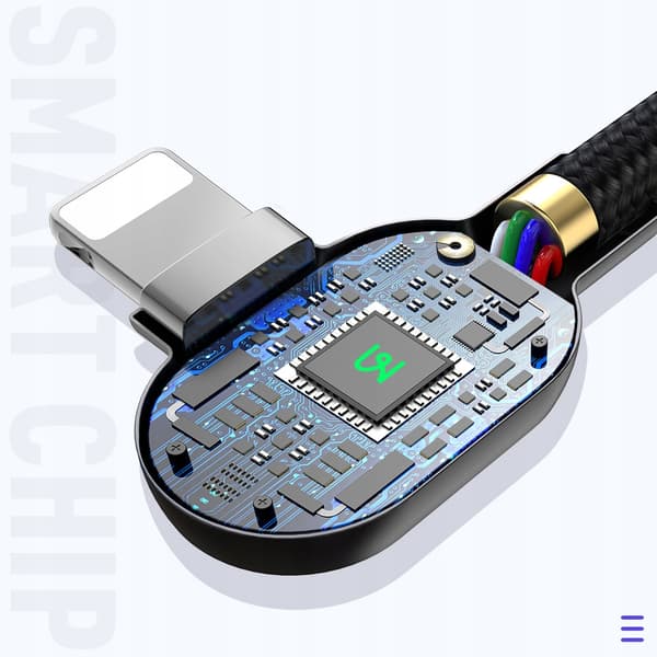 MCDODO 90° vinklet USB-C LIGHTNING dobbeltsidet kabel til iPhone 13 14 LED 2M