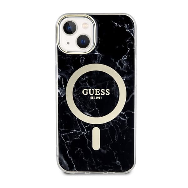 Guess Marble MagSafe - iPhone 14-skal (svart)