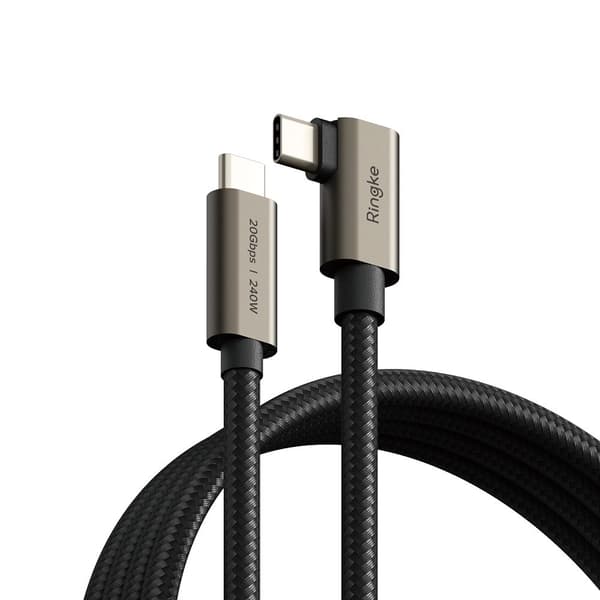 RINGKE USB 3.2 GEN 2X2 TYPE-C 90 GRADER KABEL PD240W 200CM SORT