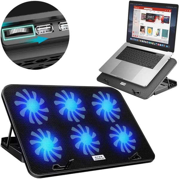 Strado LCP6 ​​​​Laptop Kølemåtte - Sort