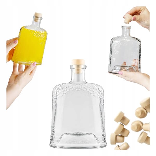 5x Glasflaskor Is 500ml med Kork för Vinlikörer 0,5l