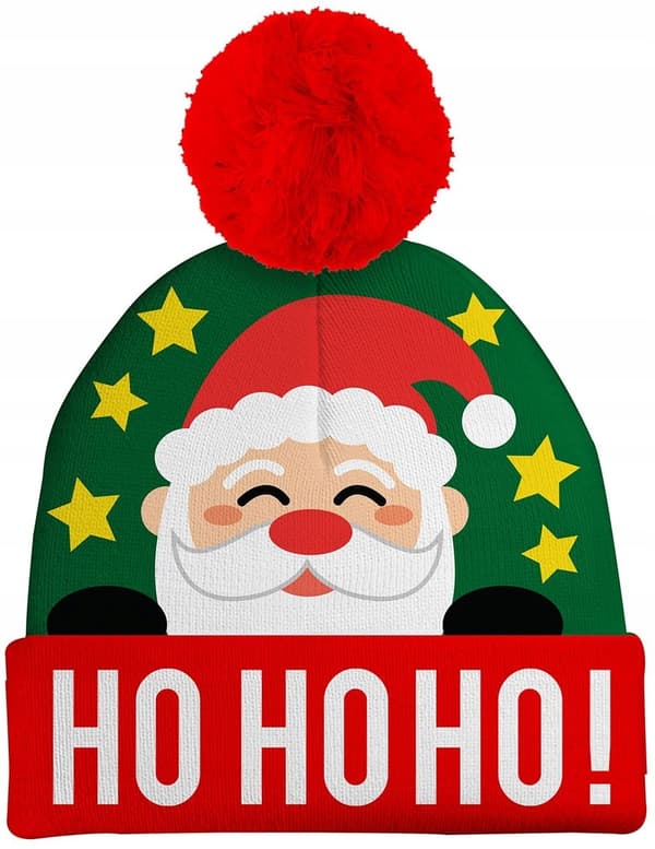 Vinterjulehue med pompon Julemanden Ho Ho Ho Jul