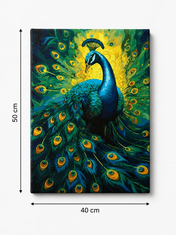 Målning med siffror med ram elegand påfågel 40x50 cm