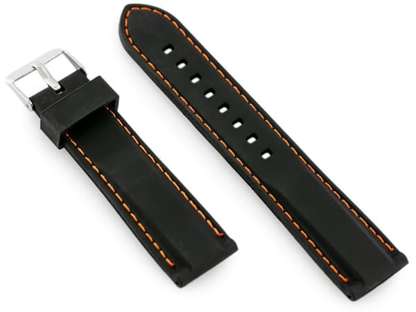 Gummirem til U20 ur - sort/orange 22mm
