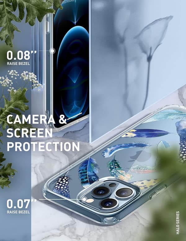 LÄPINÄKYVÄ SUOJA IPHONE 13 PRO MAXILLE, HÖYHÄNTAKANA
