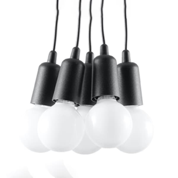 HÄNGLAMPA DIEGO 5 E27 SVART SOLLUX SL.0574