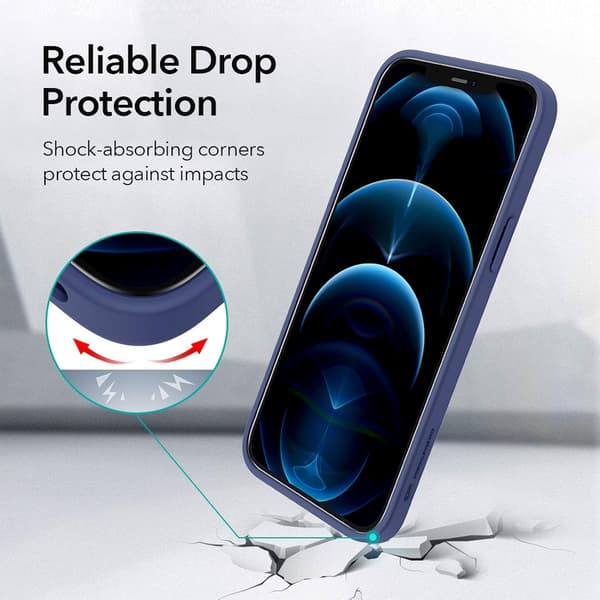 ESR ETUI TIL APPLE IPHONE 12 PRO MAX SILIKONE MED MARINEBLÅ RAMME