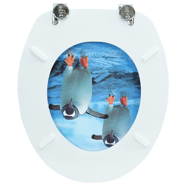 vidaXL WC-istuin kannella, MDF, pingviinikuvio