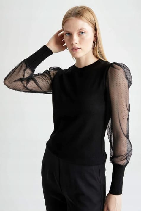DEFACTO DAMEBLUSE SORT LANGERMET KLASSISK S 3J8G3_A* T1A