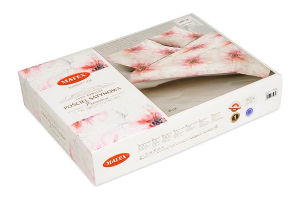 Matex PREMIUM satin sengetøj 220x200 Lyserøde blomster