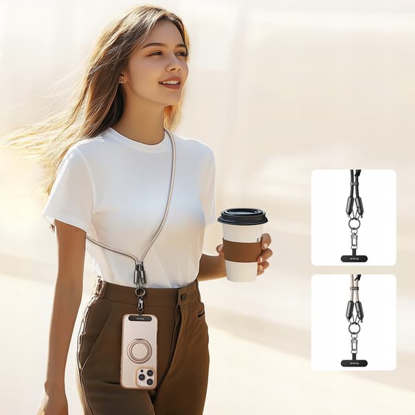 MCDODO MOBILHALSREM CROSSBODY-INDSATS BEIGE KABEL TIL IPHONE