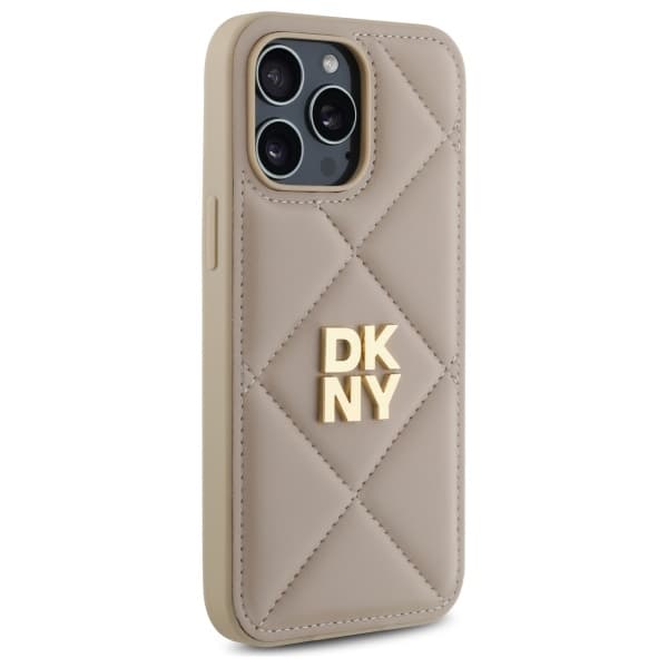 DKNY DKHCP14LPQDSLE iPhone 14 Pro 6.1 Beige Quiltet Stack Logo