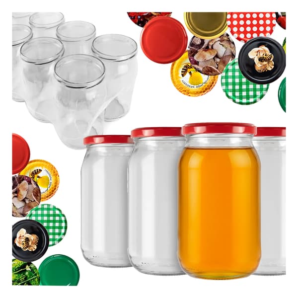 48x Burkar 815ml för honung, sylt, gurkor, konserver, glasburkar + lock, diameter 82