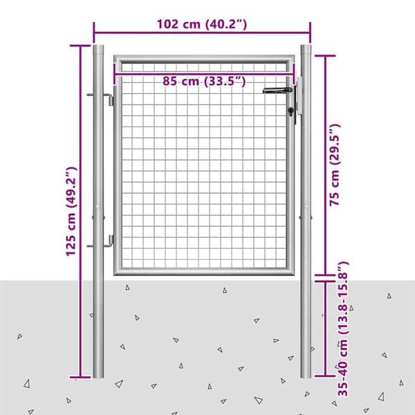 vidaXL havelåge galvaniseret stål 100x75 cm sølv