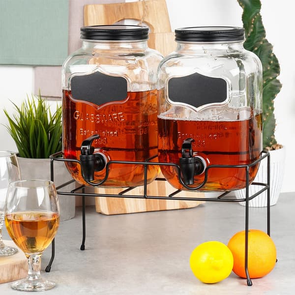 Juomakannu hanalla ja mustalla telineellä 2x4 l 3 kpl