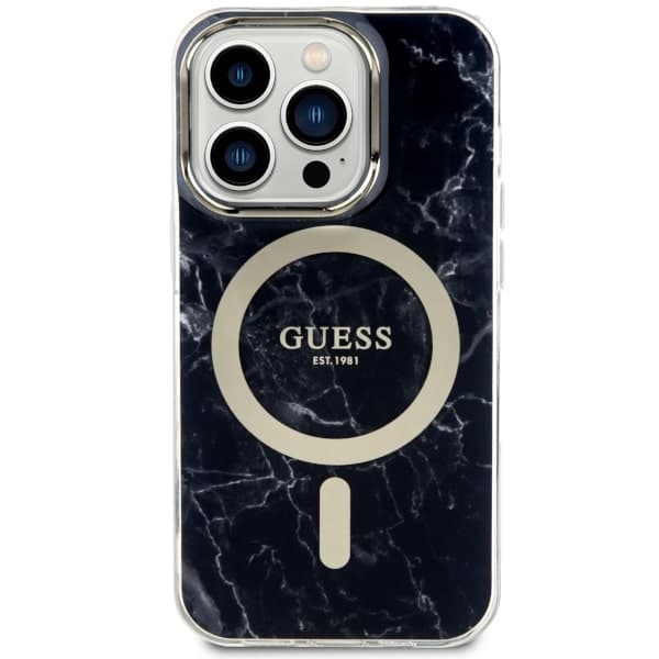 Guess GUHMP14XPCUMAK iPhone 14 Pro Max 6,7 sort/sort hårdt cover Marble MagSafe