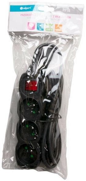 Strømudvidelse med afbryder DPM PP16 3 stik/3 m Sort