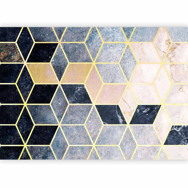 Fototapet - Måne och stjärnor som sjunger bland stora moln