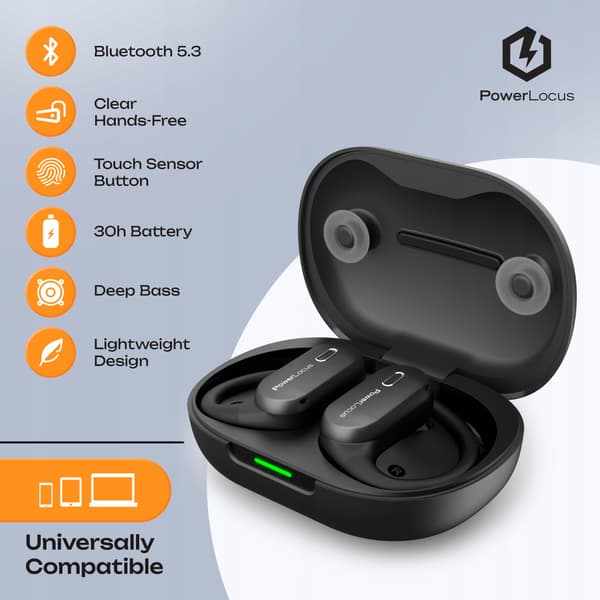 PowerLocus Bluetooth Öppna Hörlurar Move 30h AI Mikrofoner