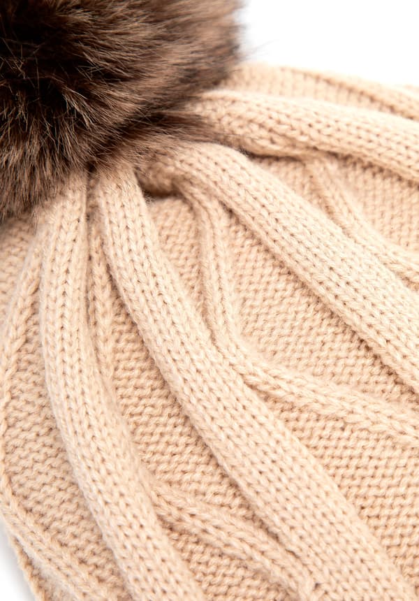 Wittchen Dam Beige Beige Akryl Hatt med Kontrasterande Pompom