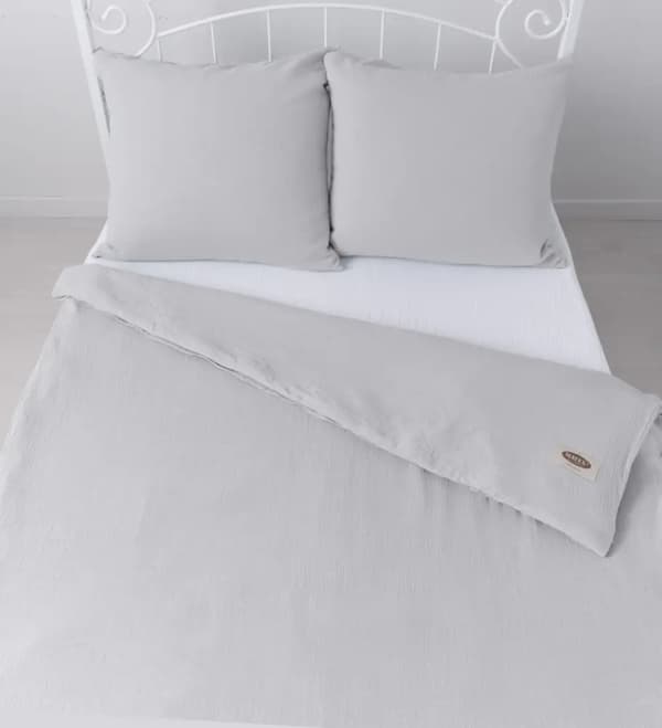 Sengetøjssæt i bomuld, muslin, 220x200, lysegrå