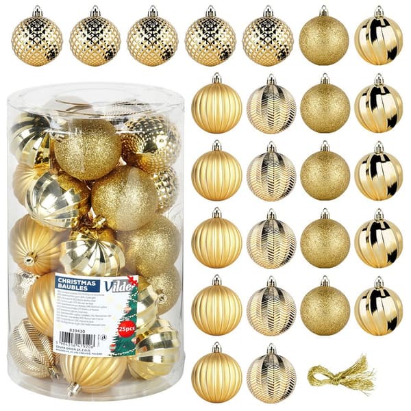 Julbollar ej krossbar guld 6 cm 25 st