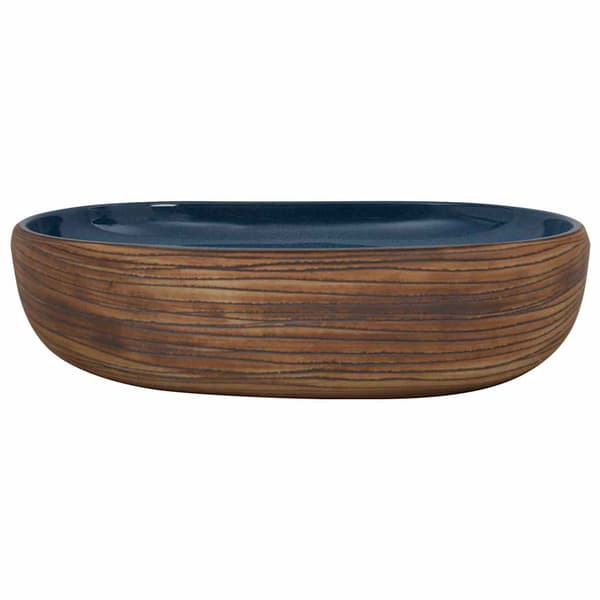 vidaXL bordvask, brun og blå, oval, 59x40x14 cm