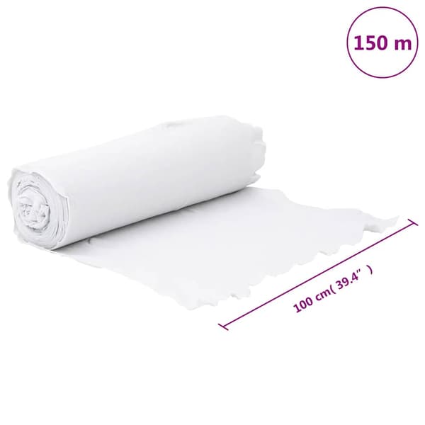 vidaXL geotekstil, hvid, 1x150 m, polyesterfiber