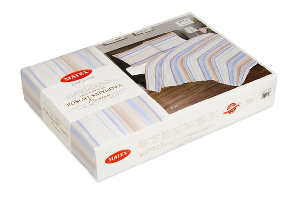 Matex PREMIUM satin sengetøj 220x200 Blå Striber