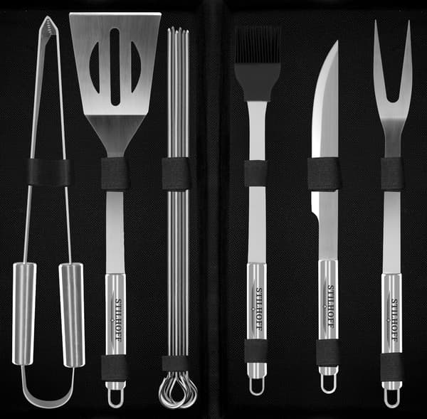 Tilbehørssæt til STILHOFF GRILL, 11 bestikdele, 9 dele + etui + handsker