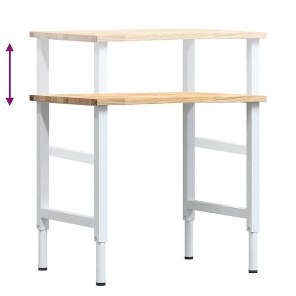 vidaXL arbejdsbord, 80x60x(71,5-98) cm, egetræ