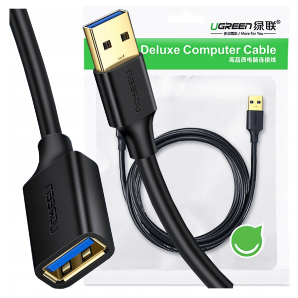 UGREEN 10368B USB 3.0 -kaapeli, uros, 1m (musta)