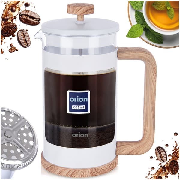 Presskanna i glas för kaffe och te WHITELINE 650 ml