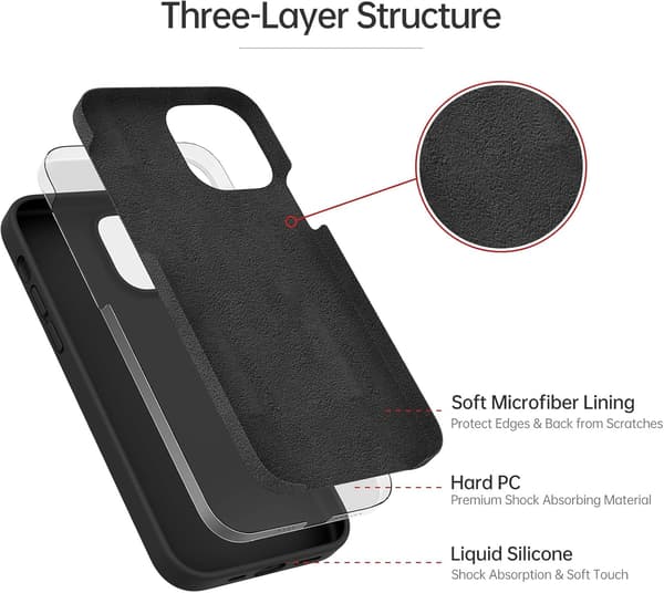 SILIKONEETUIS TIL APPLE IPHONE 12 PRO MAX 6,7" SORT MED MIKROFIBER