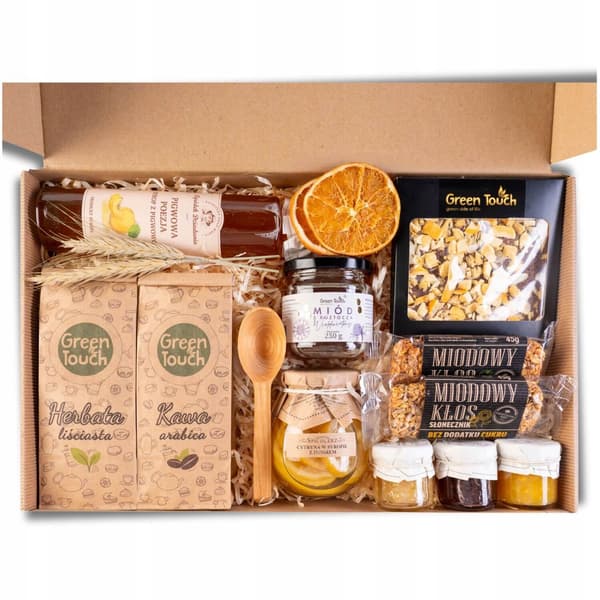 MEGA PRESENTSET STOR KORG BOX POLSK TE KAFFE HONUNG SIRAP CITRONER
