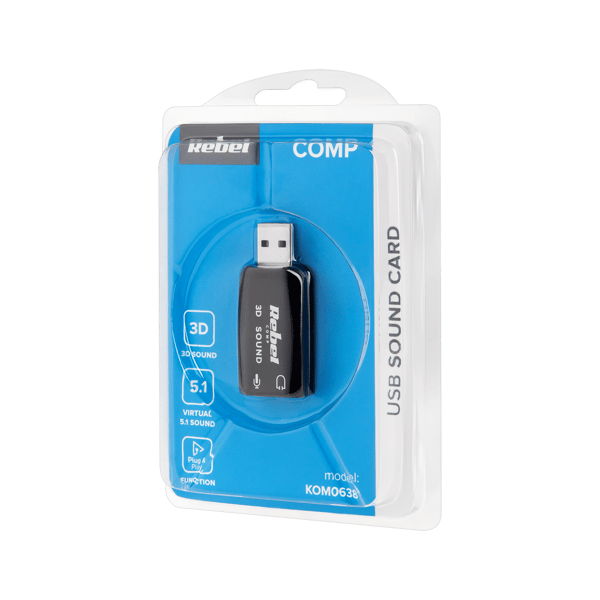 Rebel USB 3D-ljudkort virtuell 5.1 surround plug and play