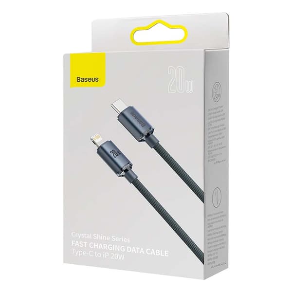 Baseus Crystal USB-C - Lightning -kaapeli, 20W, PD, 1.2m (musta)